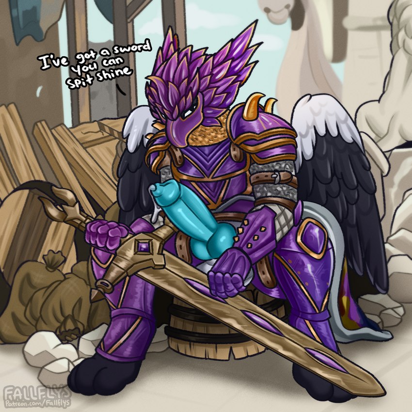 animal_genitalia animal_penis anthro armor canine_genitalia canine_penis genitals male melee_weapon penis sitting solo sword weapon wings fallflys for_honor_(game) mythology winter_(glacial_gryphon) avian gryphon mythological_avian mythological_creature 1:1 absurd_res hi_res