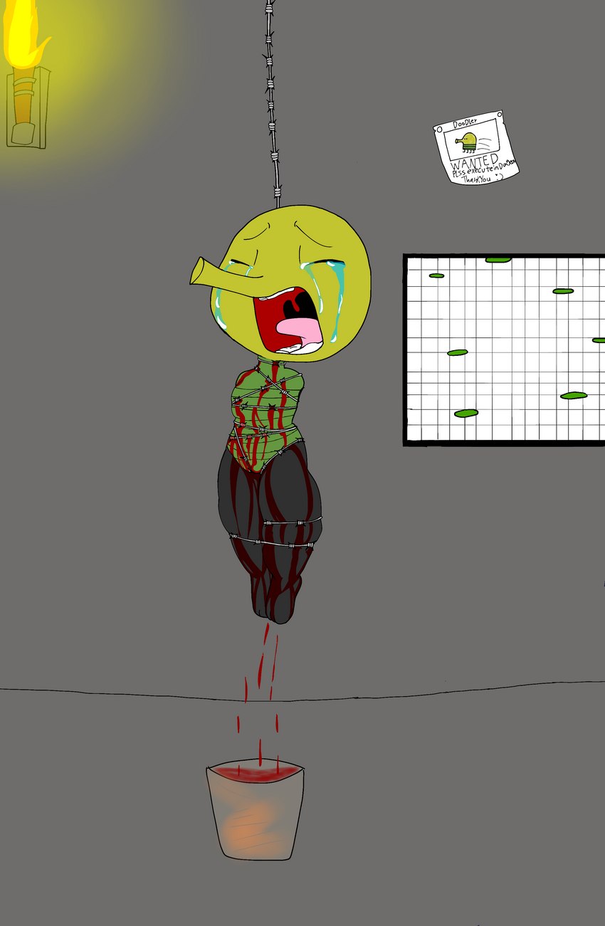 anthro armless attack barbed_wire blood blood_drip bodily_fluids bound breasts bucket bucket_of_blood container crossgender crotch_attack crying defeated doodler dripping dungeon featureless_breasts female feral game_over gameplay_mechanics genital_torture genitals gore hanged immobilization open_mouth pussy pussy_torture screaming sexual_torture solo submissive submissive_female suspension tears tears_of_pain tongue torch torture torture_chamber uvula wanted_poster window wire young young_anthro young_female taradoggo doodle_jump alien humanoid mammal absurd_res digital_media_(artwork) hi_res