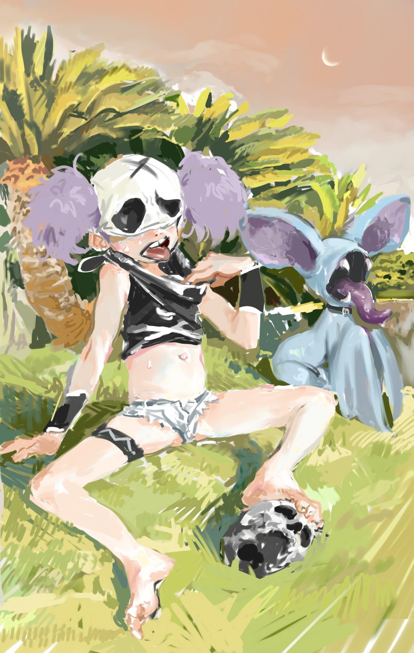 ambiguous_gender barefoot bodily_fluids bone clothed clothing duo feet female feral humanoid_feet plantigrade skull sweat perokisu nintendo pokemon team_skull generation_1_pokemon human mammal pokemon_(species) zubat hi_res