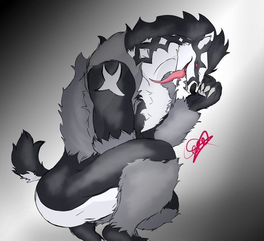 anthro butt male muscular solo gaek nintendo pokemon generation_8_pokemon obstagoon pokemon_(species) hi_res