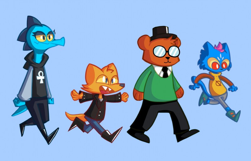 angus delaney, bea santello, gregg lee, and mae borowski (night in the woods) created by anntxiudood