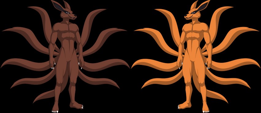 5_fingers 5_toes alternate_form anthro duo feet fingers humanoid_feet humanoid_hands male plantigrade simple_background toes transparent_background sparksstars naruto kurama yang-kurama yin-kurama demon fox_spirit humanoid tailed_beast absurd_res alpha_channel hi_res model_sheet