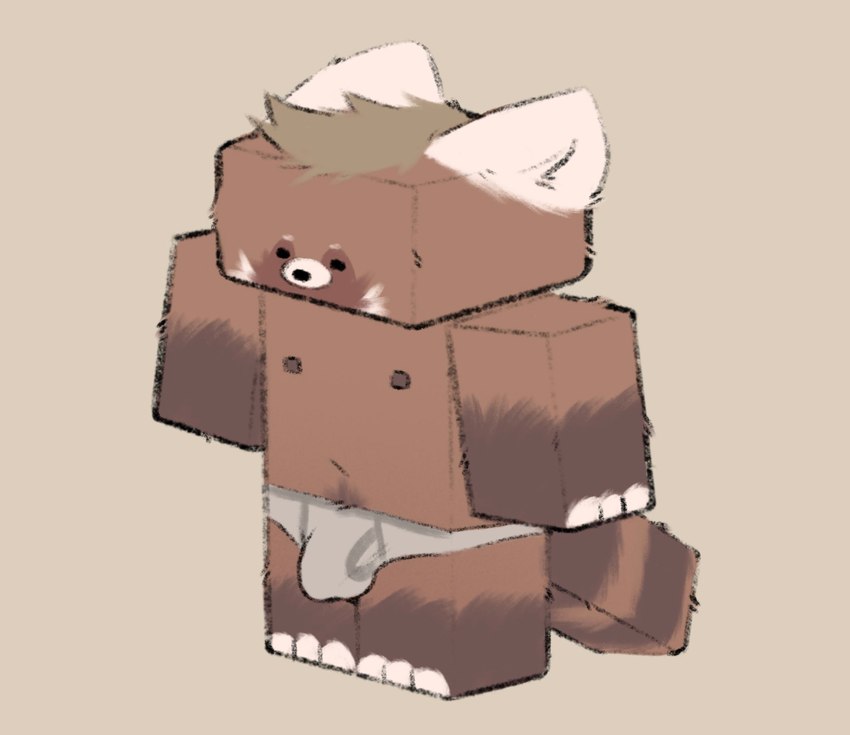 anthro bulge clothed clothing detailed_bulge dot_eyes fur geometric grey_background hair male navel nipples simple_background solo square_(anatomy) standing topless topless_anthro topless_male tuft underwear underwear_only minedoo microsoft minecraft mojang xbox_game_studios minedoo_(character) ailurid mammal red_panda 2023 hi_res