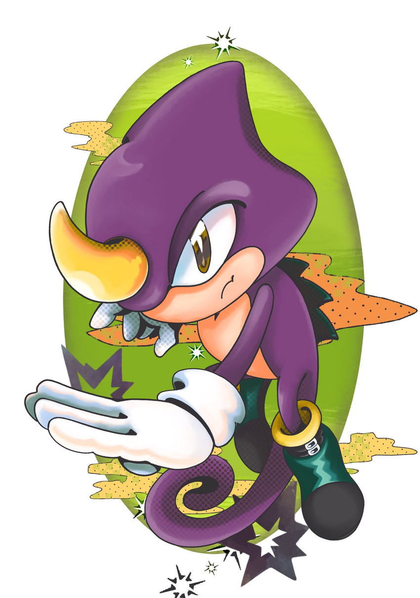 anthro clothing footwear frown gloves handwear horn male pose purple_body purple_skin shoes simple_background solo white_background yellow_horn mennnntaiko classic_sonic_(universe) sega sonic_the_hedgehog_(series) classic_espio espio_the_chameleon chameleon lizard reptile scalie 2020 digital_media_(artwork) hi_res