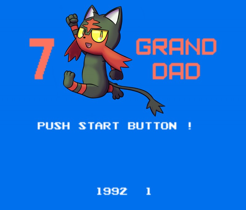 ambiguous_gender bent_arm black_body black_fur button_prompt extended_arm extended_legs feral fist flexible fur game_screen gameplay_mechanics parody raised_arm raised_fist raised_hand red_body red_fur semi-anthro simple_background solo splits spread_legs spreading title_screen why year glomiagui 7_grand_dad hanna-barbera mario_bros nintendo pokemon the_flintstones vinesauce mario felid generation_7_pokemon litten mammal pokemon_(species) 2016 hi_res meme