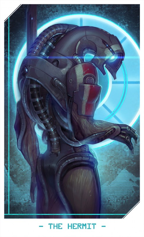 1_eye ambiguous_gender armor butt card card_template fortune_telling glowing machine major_arcana not_furry solo tarot tarot_card the_hermit_(tarot) alteya bioware electronic_arts mass_effect legion_(mass_effect) geth robot hi_res