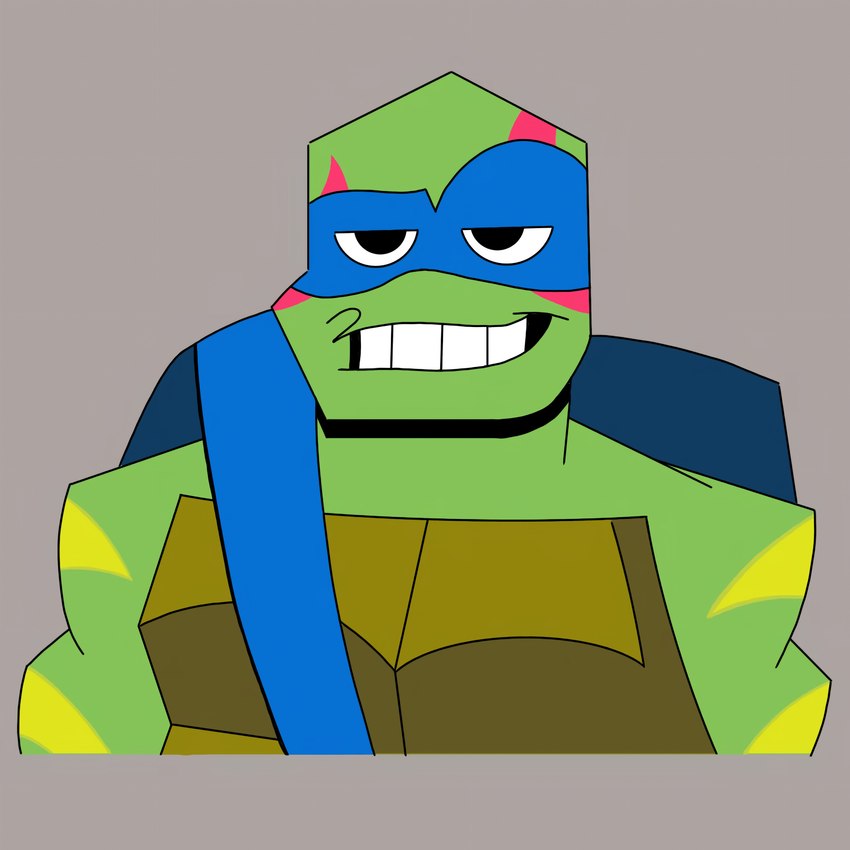 anthro athletic athletic_anthro athletic_male bandage blue_mask green_body green_skin grey_background happy male mask scales shell simple_background smile smiley_face solo squinted_eyes teeth yellow_marks radiosonic94 rise_of_the_teenage_mutant_ninja_turtles teenage_mutant_ninja_turtles leonardo_(tmnt) pond_slider red-eared_terrapin reptile scalie terrapin turtle 1:1 absurd_res hi_res