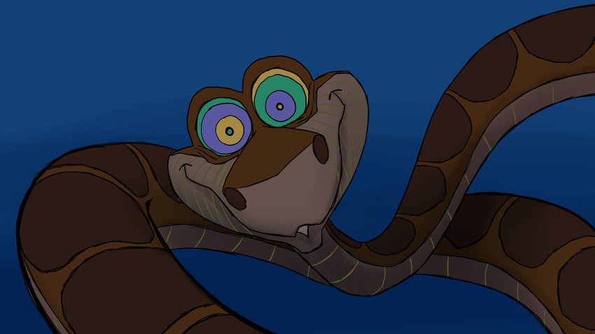 blue_background brown_body brown_scales creepy_smile feral green_sclera hypnotic_eyes hypnotizing_viewer looking_at_viewer male multicolored_sclera on_model open_mouth purple_sclera ringed_eyes scales simple_background smile solo text white_text wide_eyed yellow_sclera ergomancy disney the_jungle_book kaa_(jungle_book) indian_python python python_(genus) reptile scalie snake 16:9 2020 colored digital_drawing_(artwork) digital_media_(artwork) english_text hi_res redraw shaded species_name widescreen