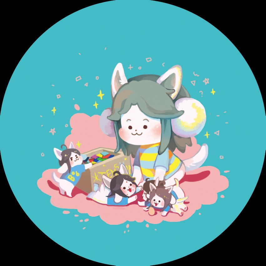 ambiguous_gender anthro clothed clothing fur group hair open_mouth simple_background text topwear white_body white_fur biba undertale undertale_(series) bob_(undertale) temmie_(undertale) canid canine felid feline mammal tem 1:1 alpha_channel