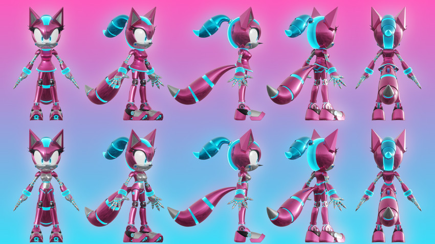 anthro blue_eyes clothing dress female glowing gradient_background hair machine metal_clothing metallic_body pink_body ponytail simple_background solo lady_luna sega sonic_the_hedgehog_(series) fan_character kate_the_mecha-wolf android canid canine canis mammal robot wolf 16:9 3d_(artwork) 4k absurd_res digital_media_(artwork) hi_res model_sheet widescreen gynomorph_(lore) trans_(lore) trans_woman_(lore)