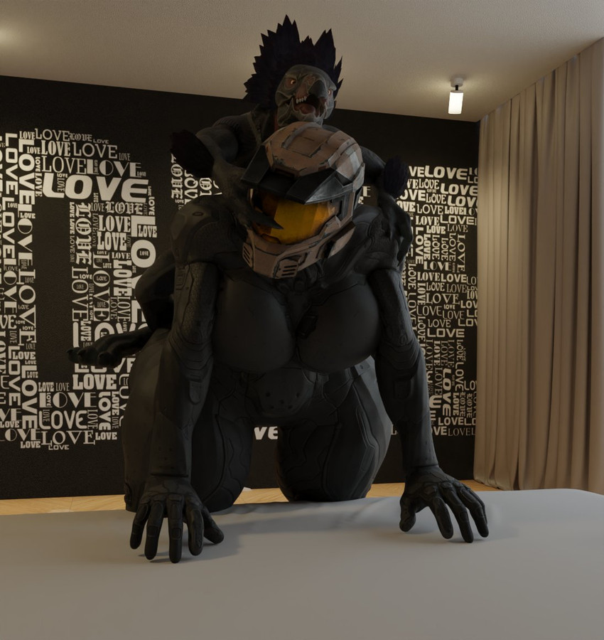 3_fingers 3_toes anthro anthro_on_top anthro_penetrating anthro_penetrating_female anthro_penetrating_human arm_feathers arm_tuft beak bent_over bent_over_bed black_body black_feathers bodysuit breasts clothing digitigrade duo faceless_character faceless_female faceless_human feather_hair feathered_crest feathers feet female female_human female_on_anthro female_on_bottom female_penetrated fingers from_behind_position front_view hand_on_shoulder head_crest head_grab human_on_anthro human_on_bottom human_penetrated interspecies larger_female larger_human male male/female male_anthro male_on_human male_on_top male_penetrating male_penetrating_female male_penetrating_human obscured_penetration on_bottom on_top penetration perching_position pseudo_hair sex size_difference skinsuit smaller_anthro smaller_male text thick_thighs tight_clothing toes tuft xenophilia yellow_eyes dorkle24 no-name-no-problem_(modeler) halo_(series) microsoft xbox_game_studios alien avian human kig-yar mammal scalie t'vaoan 3d_(artwork) colored digital_media_(artwork) english_text