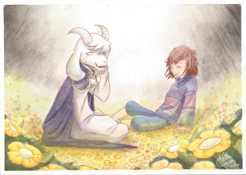 asriel dreemurr, frisk, and regal (undertale (series) and etc) created by wolf of coas (artist)