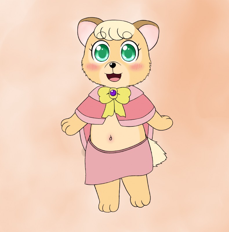 anthro blush chibi female fur looking_at_viewer midriff multicolored_body multicolored_fur navel ribbons simple_background solo young young_anthro sirbrownbear sophie_(sirbrownbear) bear mammal 2015 hi_res