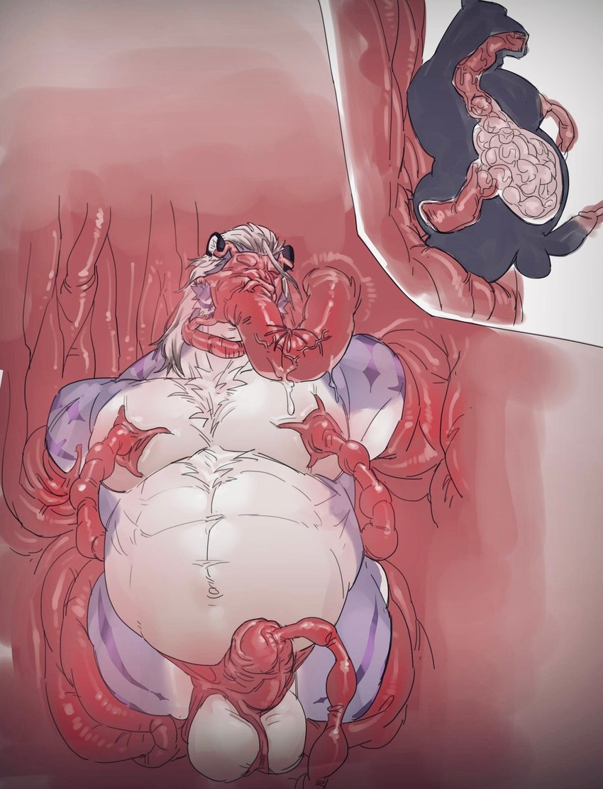 abdominal_bulge anthro bdsm belly bodily_fluids breast_milking cum cum_in_tentacles cutaway egg egg_belly egg_inflation egg_insertion erection flesh_binds genital_fluids genitals hair humanoid_genitalia humanoid_penis inflation internal lactating limb_slot male male_lactation milking_tentacles multicolored_body muscular muscular_bottom muscular_sub navel nipple_fetish nipple_play nipple_suck nude object_in_urethra overweight oviposition ovipositor penetration penile penis penis_in_tentacle penis_milking purple_body seedbed sex solo split_balls submissive sucking tentacle_hood tentacle_in_urethra tentacle_mask tentacle_on_nipple tentacle_penetration tentacle_sex tentacles tuft two_tone_body urethral urethral_penetration white_body white_hair luke_c419 sadiend felid mammal pantherine tiger hi_res