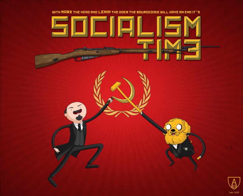 anthro clothed clothing communism duo fully_clothed gun hammer hammer_and_sickle male mosin-nagant parody politics ranged_weapon red_background rifle sickle simple_background suit tools weapon grimorioilustrado adventure_time cartoon_network finn_the_human jake_the_dog karl_marx vladimir_lenin canid canine canis domestic_dog human mammal hi_res