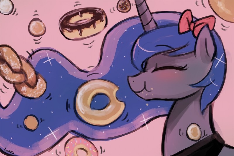 dessert doughnut female feral food horn pastry solo lumineko 30_minute_art_challenge friendship_is_magic hasbro my_little_pony mythology dream_luna princess_luna_(mlp) equid equine mammal mythological_creature mythological_equine unicorn 3:2 digital_media_(artwork) meme