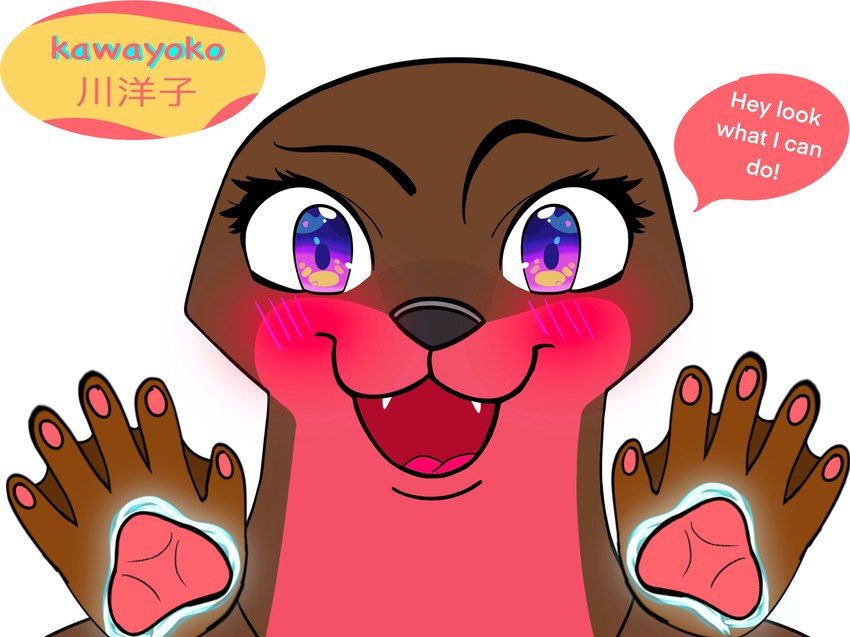 anthro female happy magic powers smile solo kawayoko yoko_seabreeze asian_small-clawed_otter mammal mustelid otter detailed digital_drawing_(artwork) digital_media_(artwork) hi_res