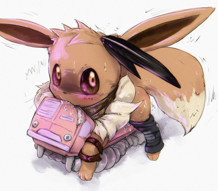 ambiguous_fluids ambiguous_gender bite bodily_fluids cosplay feral genital_fluids humping plushie precum solo darkstylerz dst-mk2 crossout_(game) nintendo pokemon eevee generation_1_pokemon pokemon_(species) colored_sketch sketch