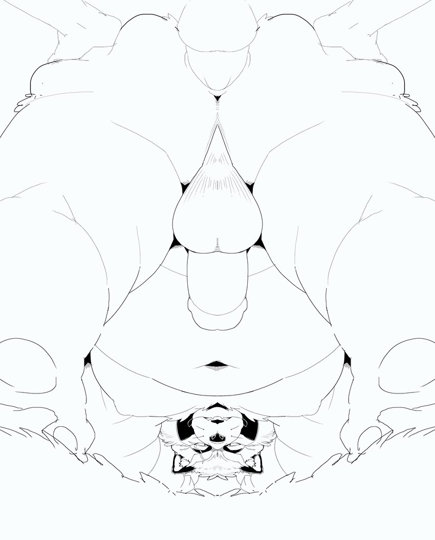 anal anal_penetration anthro balls belly big_belly butt duo erection genitals kemono male male/male moobs navel nipples overweight overweight_male penetration penis sex solo_focus sigenoya takotyutyu canid canine mammal raccoon_dog tanuki 2022 absurd_res hi_res monochrome