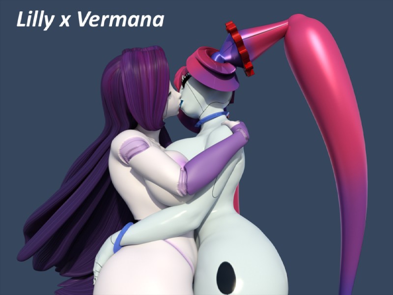 big_breasts big_butt breasts butt duo female female/female hug kissing machine not_furry simple_background idsaybucketsofart vermana android humanoid robot lilly_(disambiguation) 3d_(artwork) 4:3 digital_media_(artwork)