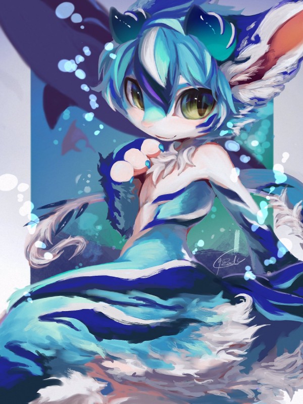 ambiguous_gender anthro blue_body blue_fur blue_hair chest_tuft fur green_eyes hair horn kemono multicolored_body multicolored_fur multicolored_hair nude short_hair smile solo tail tuft white_body white_fur white_hair rady-wolf mythology rufen domestic_cat dragon felid feline felis furred_dragon furred_scalie hybrid mammal mythological_creature mythological_scalie scalie 3:4 hi_res signature