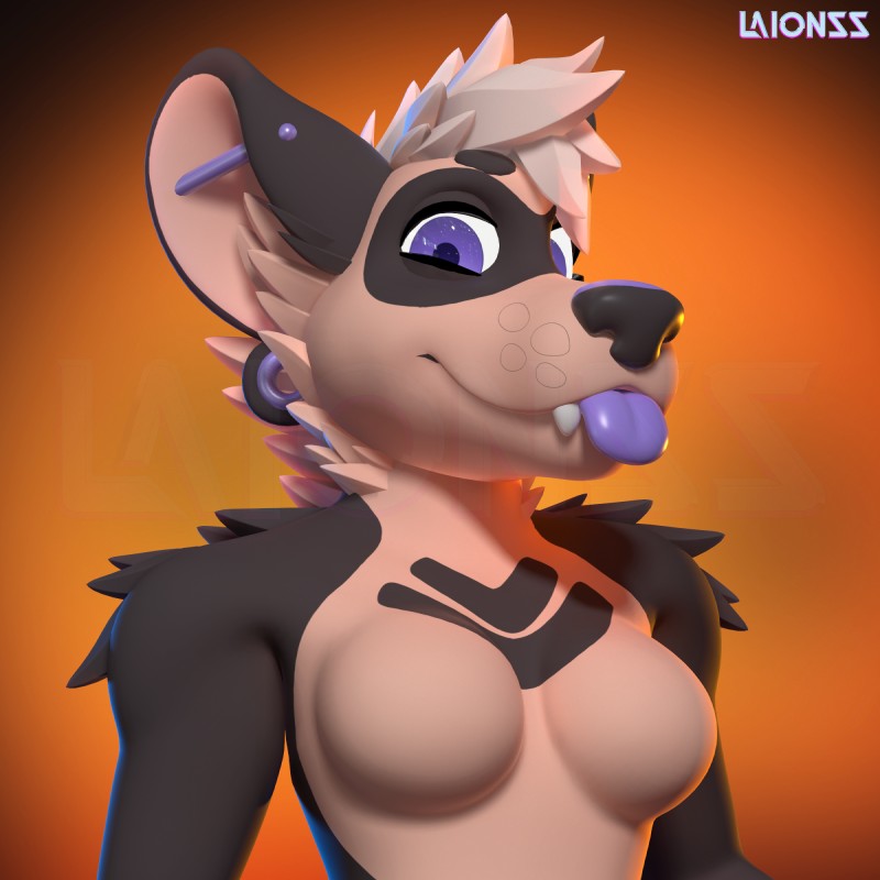 anthro blep breasts ear_piercing facial_markings fangs featureless_breasts female fur gauged_ear hair head_markings industrial_piercing looking_at_viewer markings mask_(marking) muzzle_scabs nude piercing purple_eyes purple_tongue simple_background smile snout solo teeth tongue tongue_out laionss bear mammal short-faced_bear spectacled_bear 1:1 2018 3d_(artwork) bust_portrait digital_media_(artwork) hi_res portrait