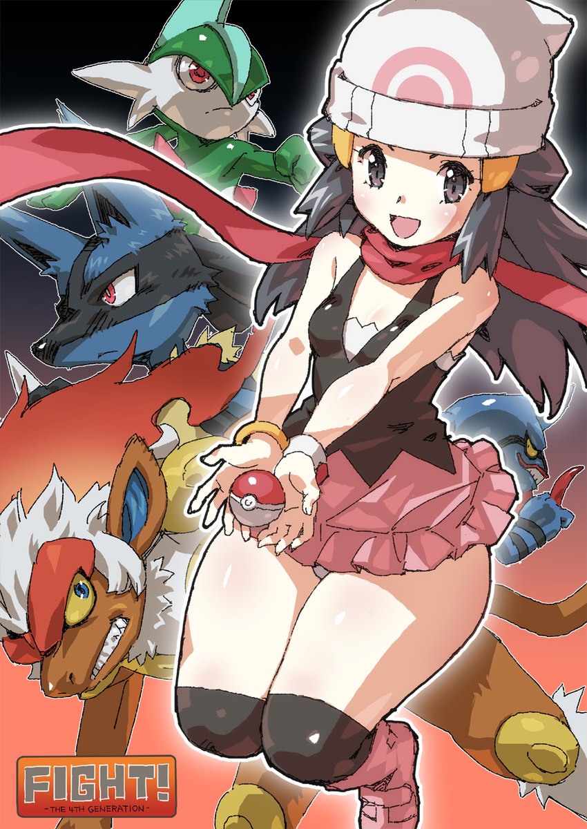 ambiguous_gender blue_eyes blue_hair bottomwear breasts clothed clothing female fur gradient_background grey_eyes grin group hair hat headgear headwear human_focus long_hair looking_aside looking_at_viewer looking_back miniskirt not_furry_focus open_mouth open_smile pale_skin panties panty_shot pokeball red_eyes scarf simple_background skirt small_breasts smile thick_thighs underwear upskirt white_clothing white_panties white_underwear wide_hips puchidori nintendo pokemon pokemon_(anime) dawn_(pokemon) pokemon_trainer amphibian canid canine gallade generation_4_pokemon human humanoid infernape lucario mammal pokemon_(species) primate toxicroak hi_res