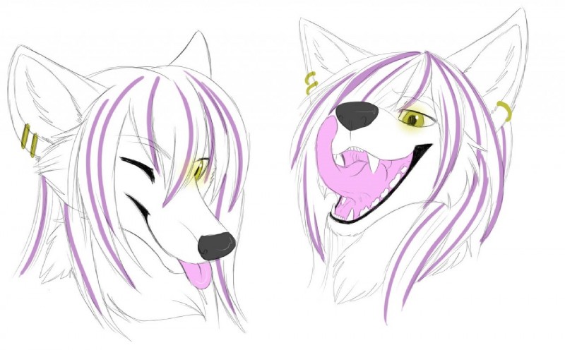 anthro female open_mouth piercing solo tongue ritzbitz dalthia canid canine canis fey fox hybrid mammal wolf