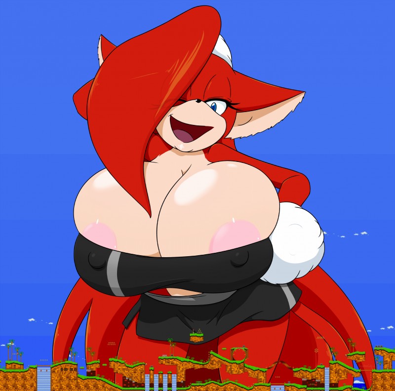 anthro areola big_breasts bottomwear breasts bridge cheerleader cleavage clothed clothing coconut_tree curvy_figure electronics emerald_hill_zone female floating_island fruit_tree fur game_pickup group hair hair_over_eye huge_breasts hyper hyper_breasts item_box item_box_(sonic) jump_spring macro monitor nipple_outline one_eye_closed one_eye_obstructed open_mouth palm_tree plant red_body red_fur ring ring_(sonic) skirt solo_focus spikes star_post tree voluptuous water waterfall wide_hips wink angelthecatgirl sega sonic_the_hedgehog_(series) sonic_the_hedgehog_2 angel_the_catgirl fan_character domestic_cat felid feline felis mammal 2015 absurd_res hi_res