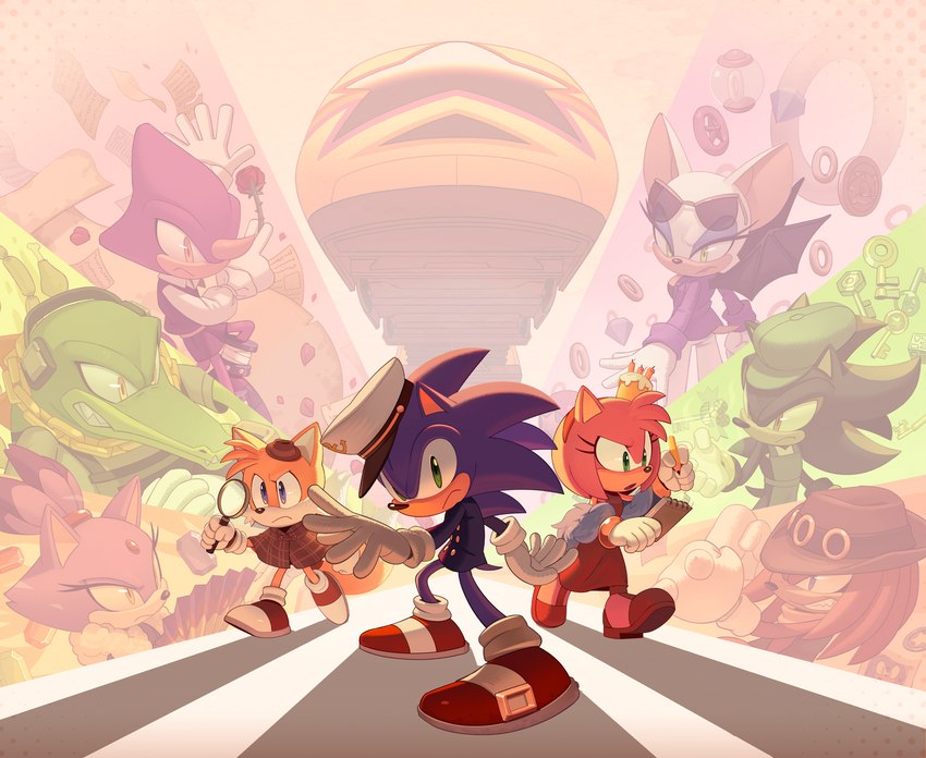 knuckles the echidna, vector the crocodile, espio the chameleon, shadow the hedgehog, sonic the hedgehog, and etc (the murder of sonic the hedgehog and etc) created by deegeemin