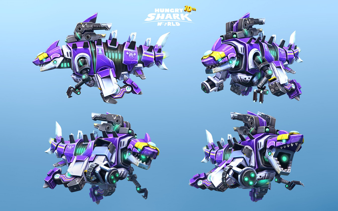 1_toe 2_fingers anthro arms_bent bent_legs black_body blue_background blue_sclera claws dorsal_fin empty_eyes fin fingers flying glowing glowing_eyes gradient_background grey_claws gun_arm head_fin light machine male male_anthro mecha metallic_body mouth_closed multicolored_body open_mouth purple_body purple_fin purple_tail sharp_teeth side_view simple_background solo tail tail_fin teeth text three-quarter_view title toe_claws thomas_veyrat hungry_shark_(series) hungry_shark_world ubisoft mecha_sharkjira fish kaiju marine robot shark 16:10 2019 3d_(artwork) adobe_photoshop_(artwork) autodesk_3ds_max_(artwork) autodesk_maya_(artwork) colored digital_media_(artwork) english_description english_text hi_res lighting multiple_scenes official_art shaded widescreen