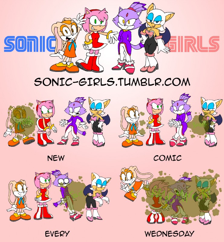 amy rose, blaze the cat, cream the rabbit, and rouge the bat (sonic the hedgehog (series) and etc) created by animatedjames