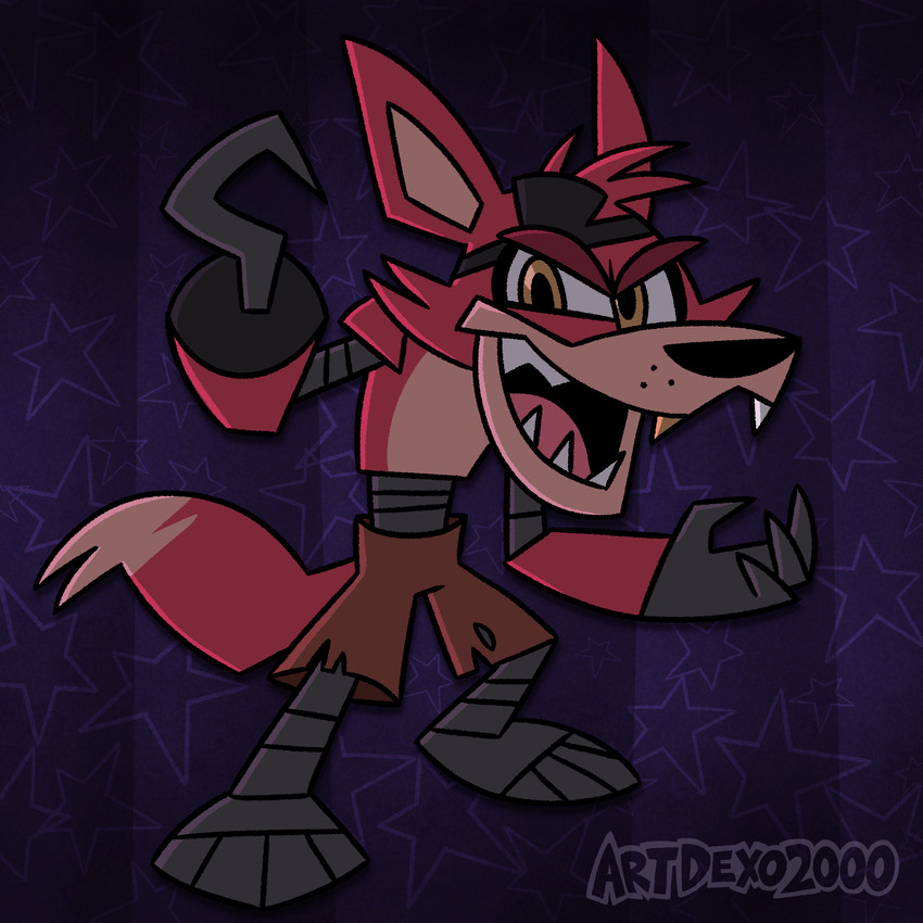 anthro machine male outline pirate solo toony artdexo2000 five_nights_at_freddy's scottgames foxy_(fnaf) animatronic canid canine fox mammal robot 1:1 absurd_res hi_res