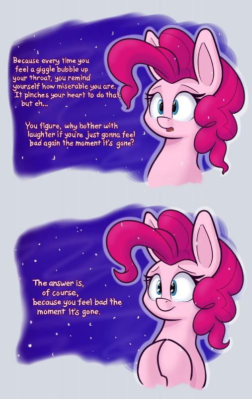 blue_eyes dialogue female feral fur hair looking_at_viewer pink_body pink_fur pink_hair simple_background smile solo text white_background heir-of-rick friendship_is_magic hasbro my_little_pony pinkie_pie_(mlp) earth_pony equid equine horse mammal pony 2017 absurd_res comic english_text hi_res