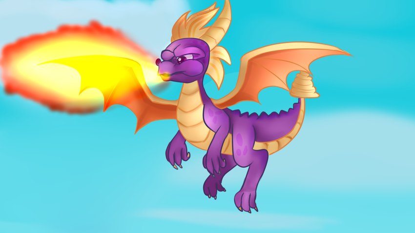 breath_powers dragon_wings elemental_manipulation feral fire fire_breathing fire_manipulation flying male membrane_(anatomy) membranous_wings purple_body purple_eyes sky solo tail wings jbond activision mythology spyro_the_dragon spyro dragon mythological_creature mythological_scalie scalie 16:9 hi_res widescreen