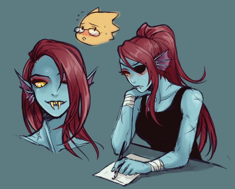 alphys and undyne (undertale (series) and etc) created by whan