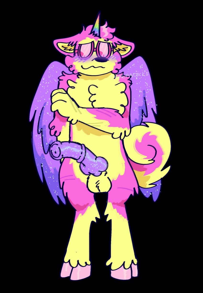 animal_genitalia animal_penis anthro blush equine_genitalia equine_penis eyewear genitals glasses horn hybrid_genitalia hybrid_penis knot knotted_equine_penis knotted_penis male multicolored_horn penis presenting purple_penis rainbow_horn scar self-harm_scars shy solo sparklefur sparkles wings chimeracocks mythology sparklecare uni_cornelius alaskan_malamute anthry_(sparklecare) canid canine canis domestic_dog equid equine hybrid mammal mythological_creature mythological_equine nordic_sled_dog pegasus spitz unicorn alpha_channel colorful_theme hi_res nonbinary_(lore) trans_(lore) trans_woman_(lore)