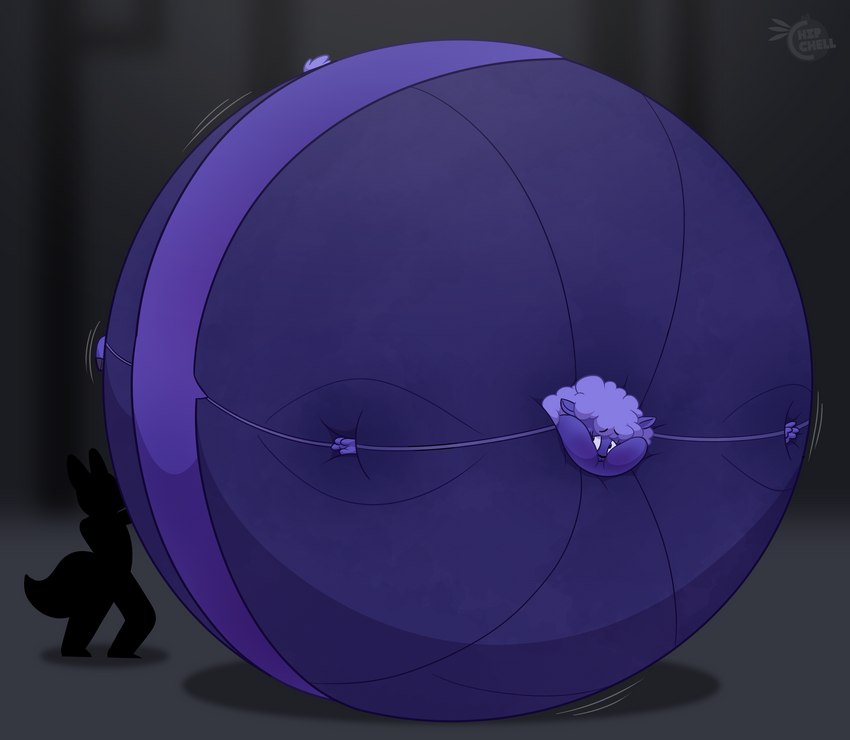 ambiguous_gender anthro belly big_belly blue_body blue_fur blue_wool blueberry_inflation blush cheek_bulge chubby_cheeks clothed clothing duo female fur hooves huge_belly hyper hyper_belly hyper_inflation immobile inflation inside lying motion_lines on_front rolling silhouette solo_focus spherical_inflation wool_(fur) chipchell bovid caprine mammal sheep absurd_res hi_res