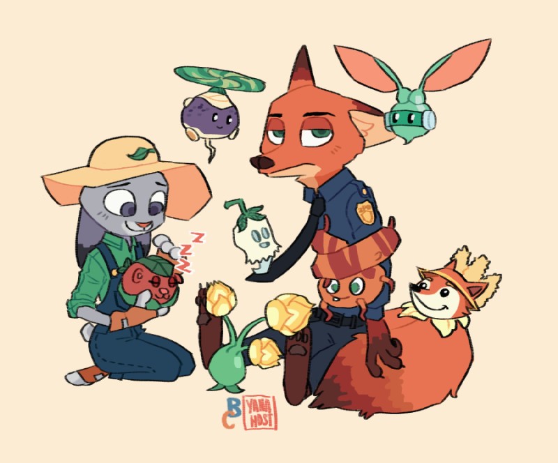 judy hopps and nick wilde (plants vs. zombies and etc) created by theblueberrycarrots