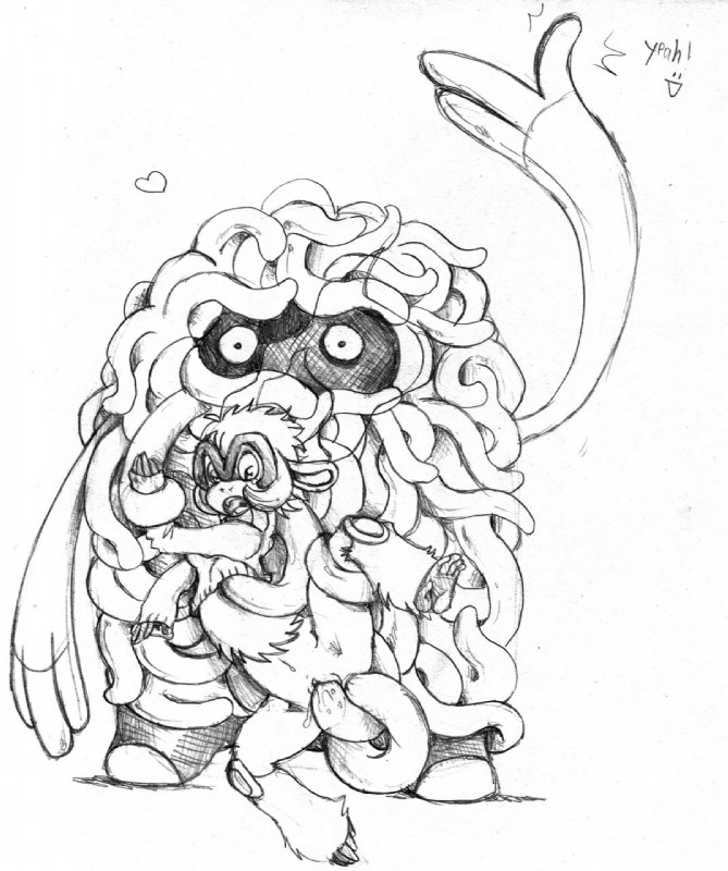 bottomless clothed clothing duo female fire genitals gesture grope hand_gesture heart_symbol open_mouth penetration pussy sweater tentacles thumbs_up topwear vaginal vaginal_penetration flyingrotten nintendo pokemon generation_4_pokemon infernape mammal pokemon_(species) primate tangrowth 2009 hi_res monochrome sketch