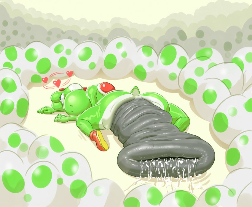 anal_prolapse anthro anus big_butt butt destroyed egg egg_from_ass green_body heart_symbol huge_butt hyper hyper_prolapse lying male oviposition prolapse puffy_anus ruined solo lotolotl mario_bros nintendo green_yoshi yoshi hi_res