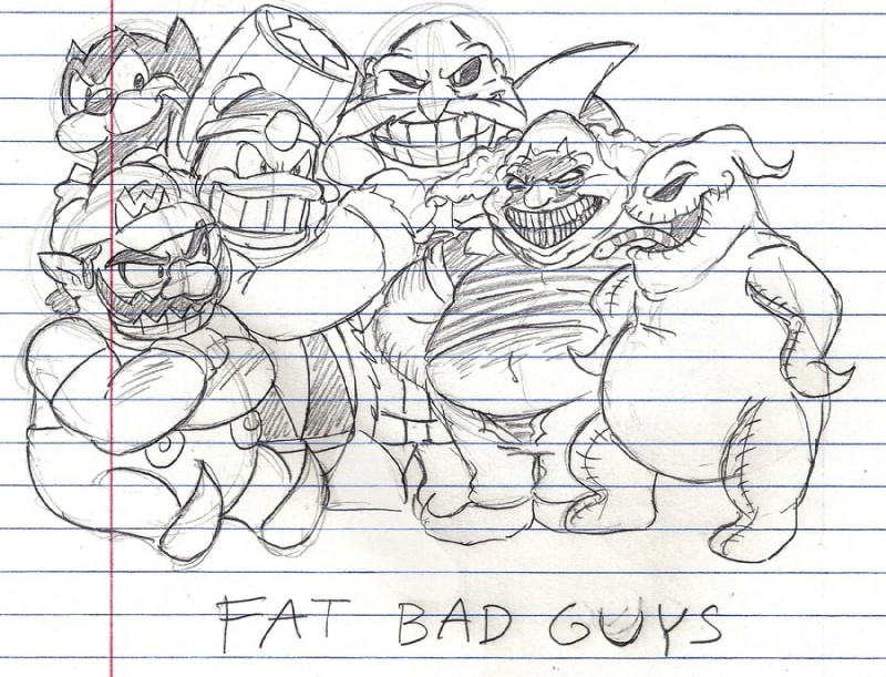 evil_grin facial_hair group hammer lined_paper male mustache overweight overweight_human smile teeth tools mickeymonster disney kirby_(series) mario_bros nintendo sega sonic_the_hedgehog_(series) the_nightmare_before_christmas clown_(spawn) julian_robotnik king_dedede oogie_boogie pete_(disney) wario domestic_cat felid feline felis human mammal crossover monochrome