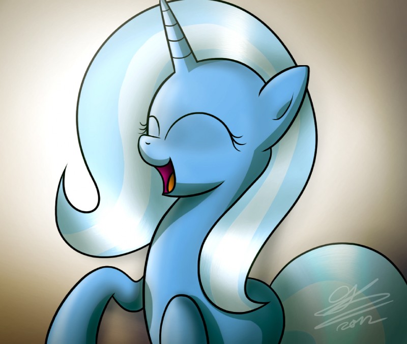 eyes_closed female feral hair horn multicolored_hair open_mouth simple_background smile solo two_tone_hair white_background dori-to friendship_is_magic hasbro my_little_pony mythology trixie_(mlp) equid equine mammal mythological_creature mythological_equine unicorn 2012