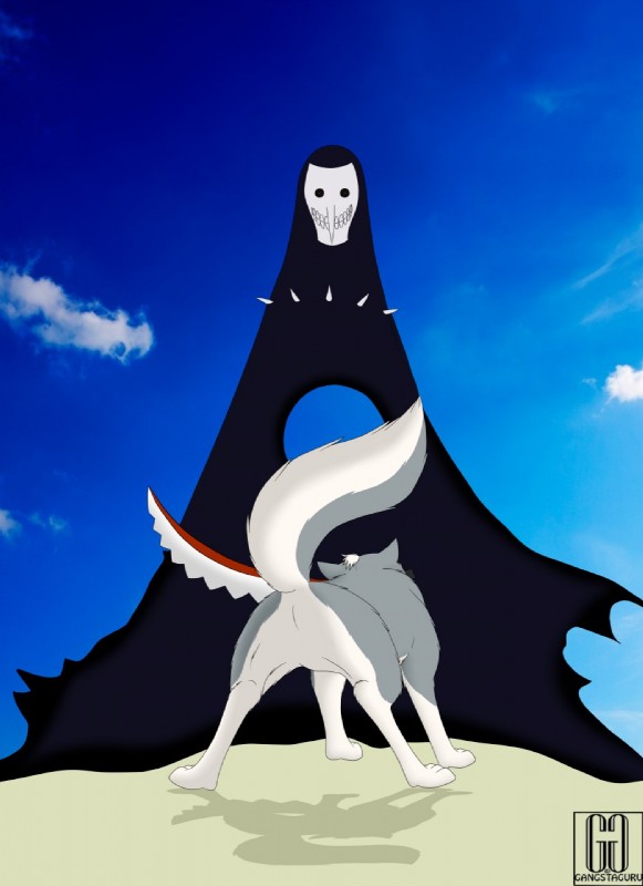 bankai duo feral fight fur male tuft gangstaguru bleach_(series) ginga_(series) hyouma_(ginga) canid canine canis hollow_(bleach) mammal wolf zanpakuto 2014 crossover digital_media_(artwork) hi_res