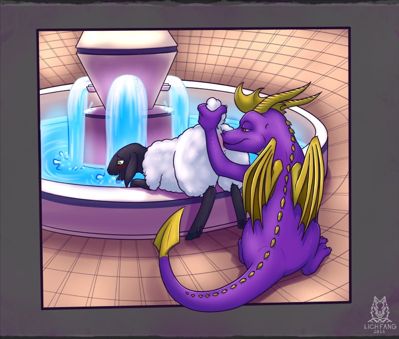 anthro anthro_on_feral bestiality blush cunnilingus drinking drinking_water duo female feral feral_on_feral fountain genitals horn male male/female male_on_feral membrane_(anatomy) membranous_wings oral pussy raised_tail sex sniffing tail tail_pull vaginal water wings lichfang activision mythology spyro_the_dragon marble_(gittonsxv) spyro bovid caprine domestic_sheep dragon mammal mythological_creature mythological_scalie scalie sheep suffolk_sheep absurd_res hi_res