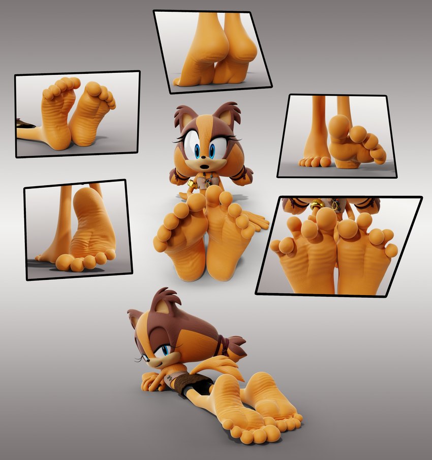 anthro barefoot feet female foot_fetish foot_focus looking_at_viewer looking_back looking_back_at_viewer soles solo toe_wiggle toes wrinkled_feet wrinkles feetymcfoot sega sonic_boom sonic_the_hedgehog_(series) sticks_the_jungle_badger badger mammal mustelid musteline 3d_(artwork) absurd_res digital_media_(artwork) hi_res multiple_images