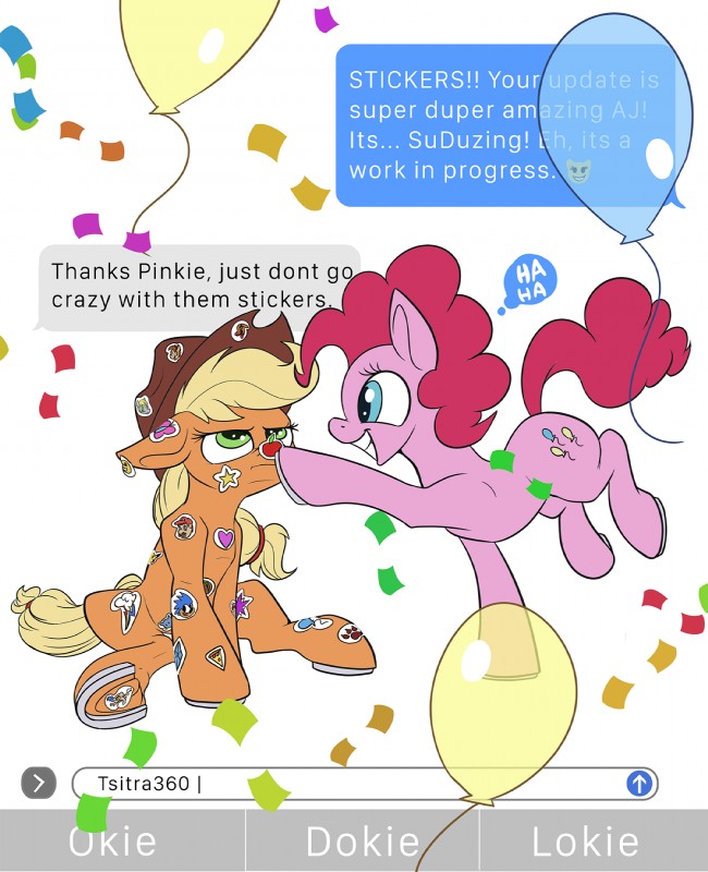 applejack and pinkie pie (friendship is magic and etc) created by tsitra360