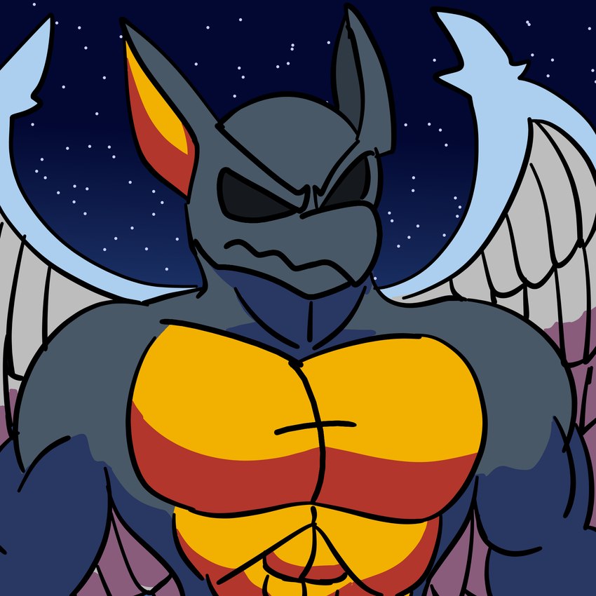 abs empty_eyes feathered_wings feathers featureless_chest male muscular muscular_male night solo star wings comicfiruko capcom demon's_crest gargoyle's_quest ghosts_'n_goblins arma_(demon's_crest) demon gargoyle 1:1 digital_media_(artwork) hi_res