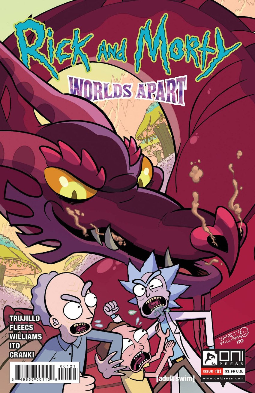 belt bottomwear brown_bottomwear brown_clothing brown_hair brown_pants clothing coat elderly elderly_male fangs fungus group hair lab_coat male mushroom open_mouth pants teeth topwear adult_swim cartoon_network mythology rick_and_morty balthromaw morty_smith rick_sanchez dragon human mammal mythological_creature mythological_scalie scalie cover hi_res official_art