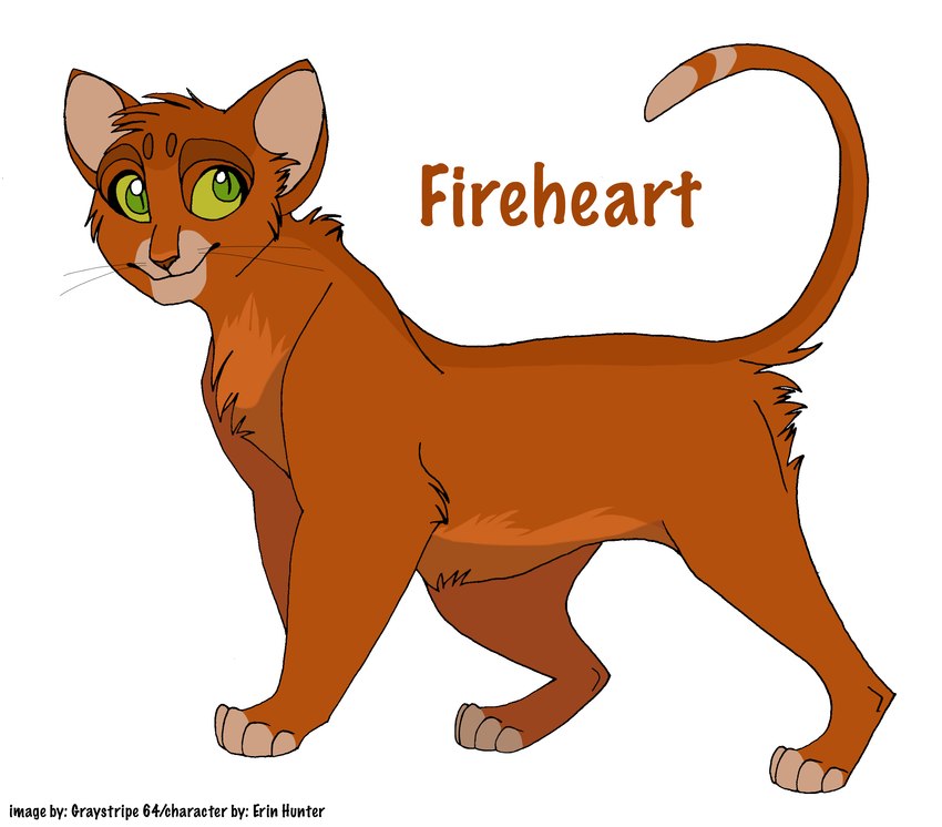 ambiguous_feral ambiguous_gender feet feral fur green_eyes looking_up markings orange_body orange_fur paws pupils quadruped simple_background slit_pupils smile solo standing tail text white_background graystripe64 warriors_(book_series) firestar_(warriors) domestic_cat felid feline felis mammal 2008 cel_shading character_name english_text hi_res shaded male_(lore)